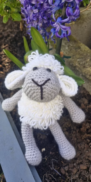 handmade crochet lamb plushie white and grey soft toy